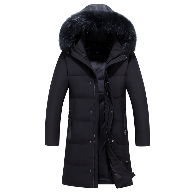 진짜 모피 칼라 겨울 두꺼운 재킷 남자 패션 따뜻한 롱 파커 Hight 품질 겨울 90% 화이트 오리 코트 남자 Ocercoat